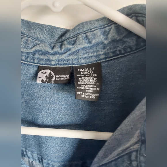 Vintage Fall Autumn Embroidery Denim Shirt Holiday Editions S - Picture 4 of 9